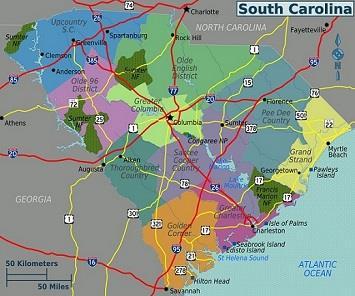 As you can see on the above map, there are 10 districts or regions in South Carolina that include: The Upcountry Olde English District Old 96 District Greater Columbia Thoroughbred Country Santee
