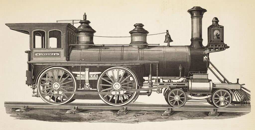 of George Stephenson s Steam Locomotive and Railroad Cars of the Stockton and Darlington Railway, 1826. Library of Congress.