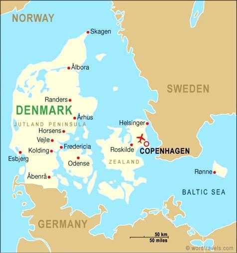 Geography Denmark has a border with Germany.