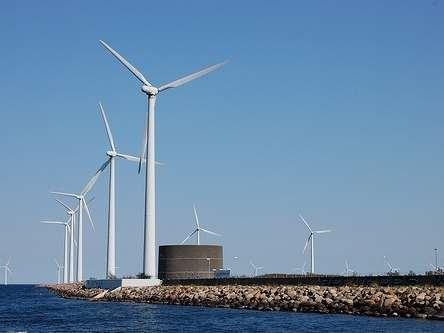 In 2001 a large offshore wind farm was built just off the coast of Copenhagen at Middelgrunden. It produces about 4% of the city's energy.