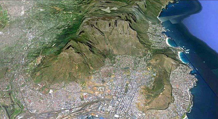 Google Earth satellite image of Cape Town and adjacent areas of Table Mountain National Park (one