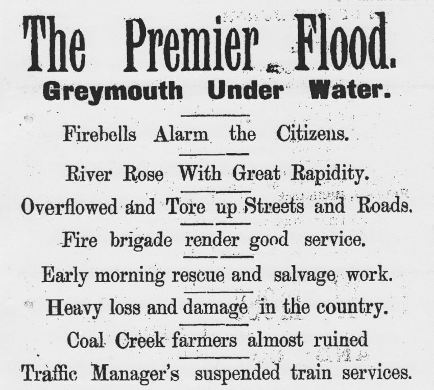 Jubilee Flood Record Reign Flood Grey River Argus 10 July 1887 Grey River Argus 10 March 1897