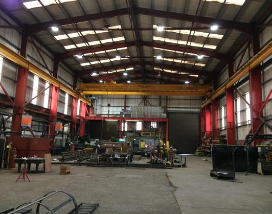 The second bay has an eaves height of 9m and also benefits from a travelling gantry crane (22 tonne SWL).