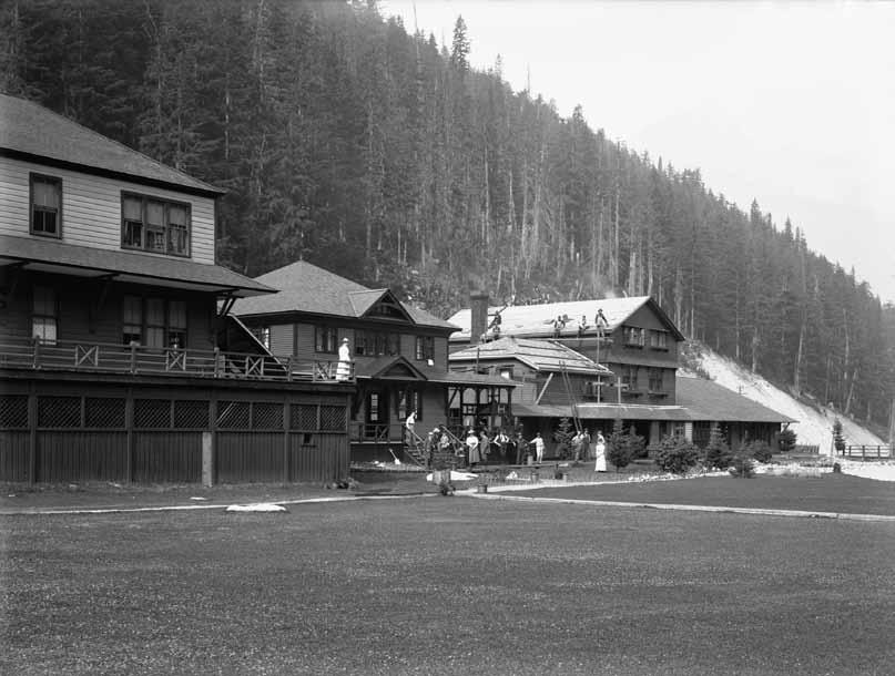 In this image (right), staff from Glacier House pose for the photographer.