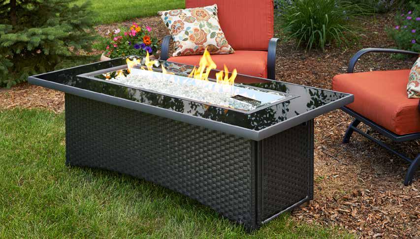 Montego Fire Coffee Table Montego Coffee Table with Black Wicker Base Fire Coffee Tables Includes 12 x 42 Crystal Fire SS Burner with Diamond Crystal Fire