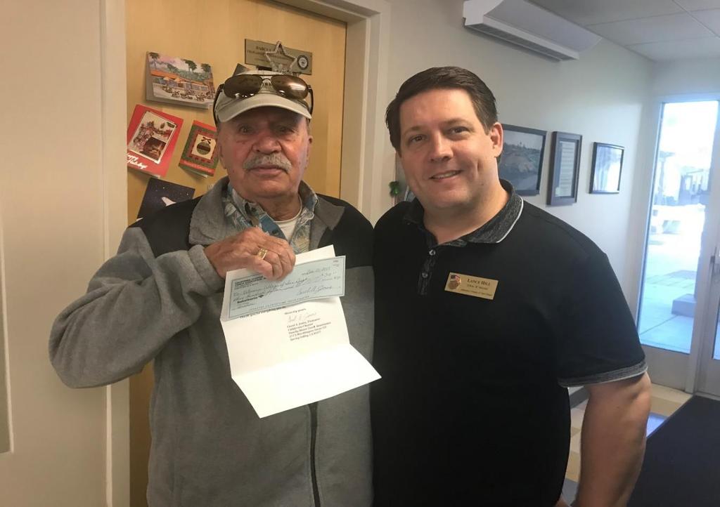 Chapter President, Ed Speakman, presents the Chapter s donation from Oktoberfest to Lance Hill at the Vietnam Veterans Village, San Diego, CA New Members: We are delighted to welcome these new folks