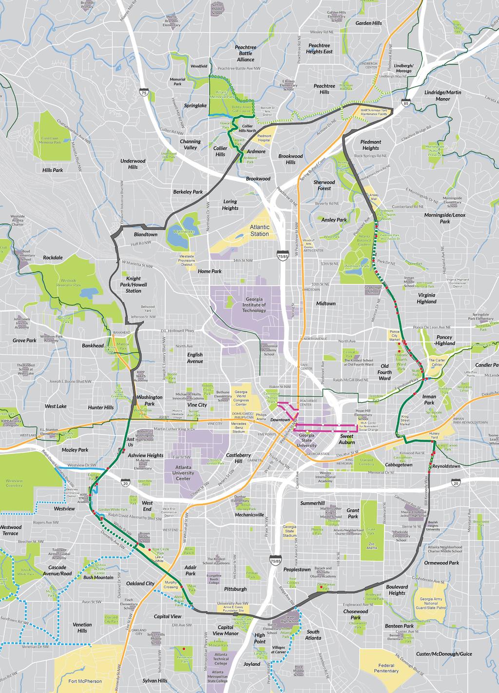 Overview Map 22 MILES OF TRANSIT, GREEENSPACE & TRAILS The Atlanta BeltLine is a dynamic NORTHSIDE and transformative project.