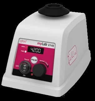 Digital Vortex Mixer 4200 rpm VT-03 34 Usage - comfortable everyday mixing operations Maximum Speed - adjustable up to 4200 rpm Digital display - adjustable speed setting with an interval of 10 rpm