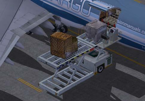 There are four cargo loader positions that can be populated during the loading/unloading of your PMDG 747-400F: Lower Lobe Forward: Nose Cargo Loader: