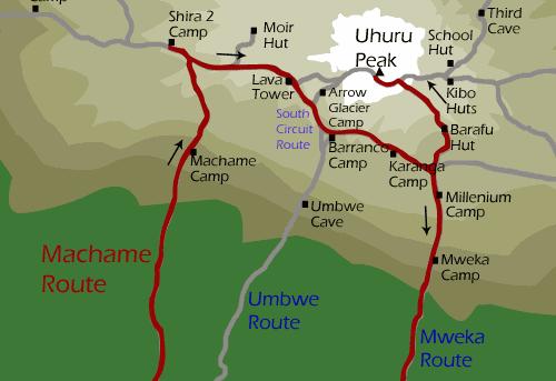 Detailed itinerary DAY 1 Machame Gate to Machame Camp 1830m to 3100m 6000ft to 10,200ft Distance: 18km Hiking Time: 5-7 Habitat: Montane Forest The drive from Moshi to the Mount Kilimanjaro National