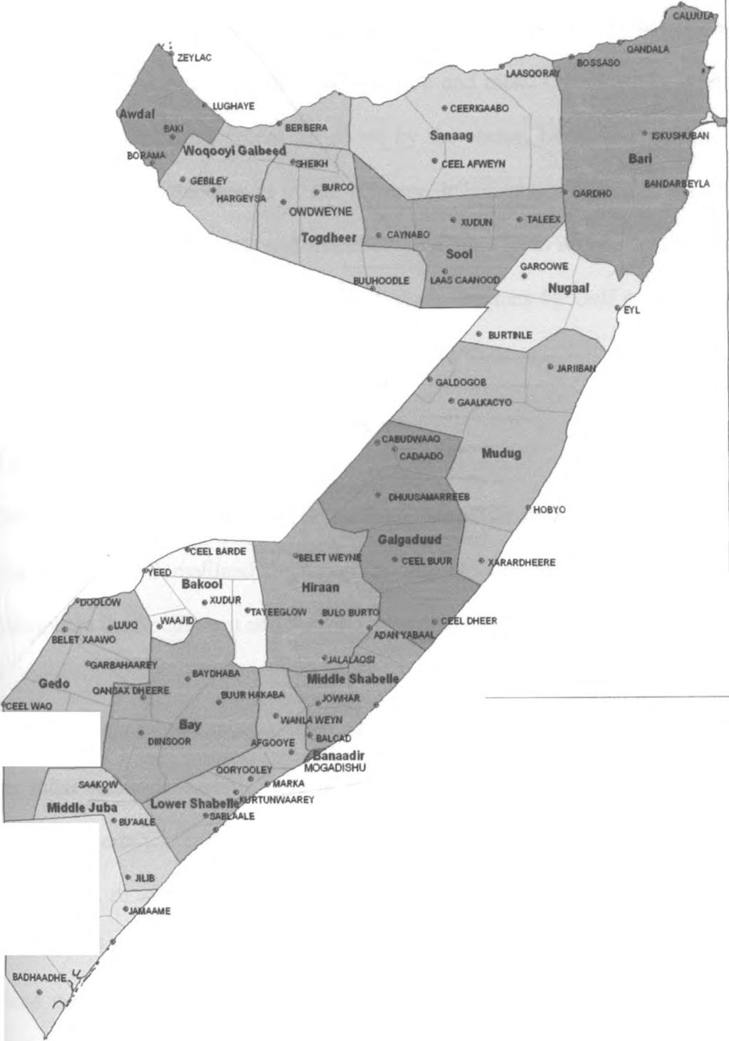 Districts District Capitals BARAAWE AFMADOW «* Lower Juba BAOHAADHE.
