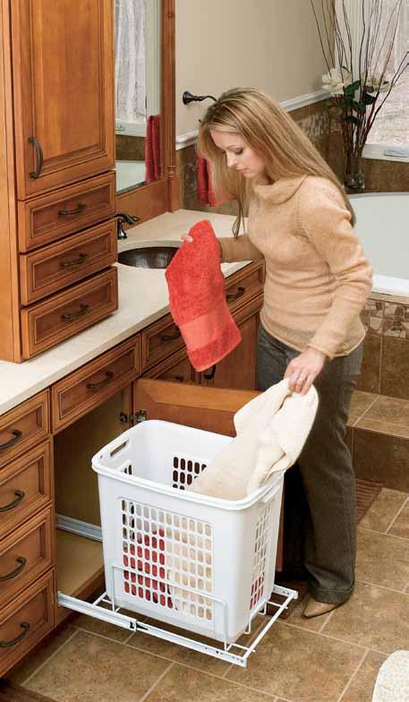 HPRV SERIES PULLOUT POLYMER HAMPER Keep dirty clothes from piling on the floor with Rev-A-Shelf s large Pullout Polymer Hamper.