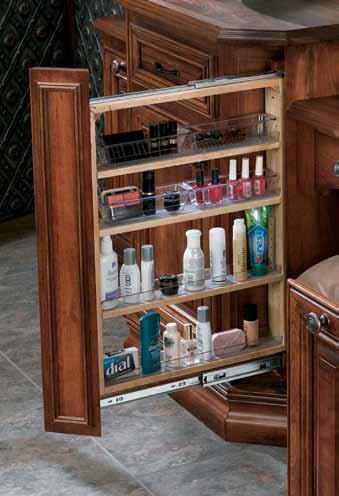 F SERIES VANITY FILLER Rev-A-Shelf introduces a ground breaking storage option for your bathroom cabinets.