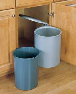 frameless cabinet! RV SERIES SINGLE PULLOUT WASTE CONTAINERS This popular waste container series is available in a variety of sizes to accommodate almost any cabinet space.