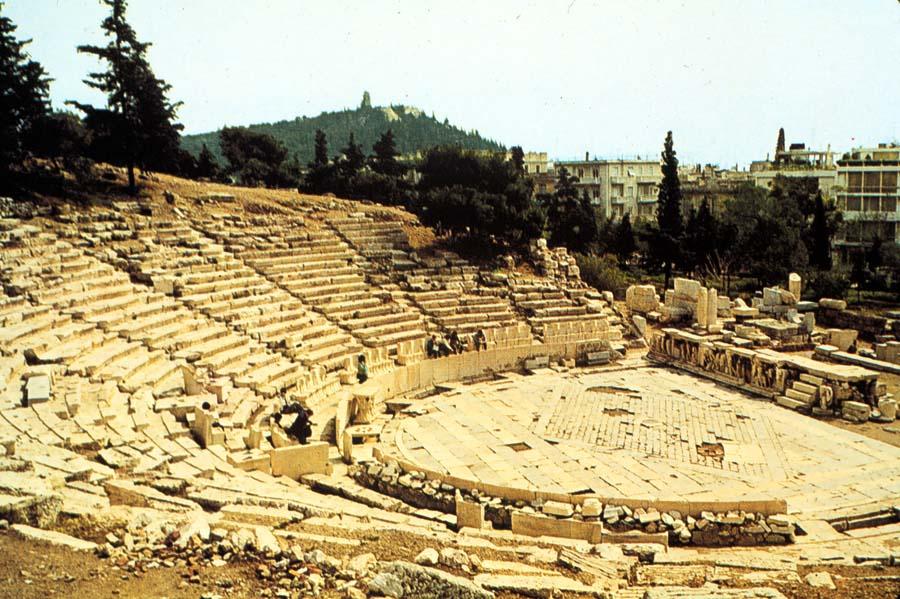 Drama The Greeks began the practice of performing plays in outdoor amphitheatres.