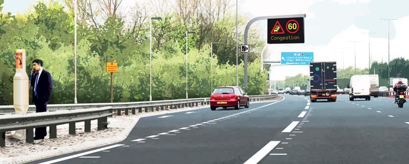 Incident management The all-lane running design provides a controlled environment, helping to manage traffic flow Instructions and information for drivers will be shown on overhead signs