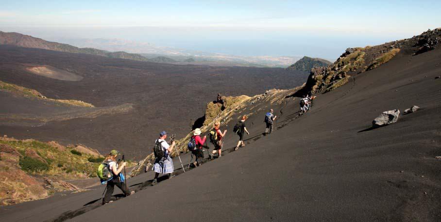 3rd day Reaching the top crater of Etna From Rifugio Sapienza Breakfast at the hotel. We will take the cable car (with one way ticket) to get to the Montagnola.