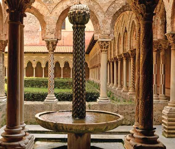 The evocative cloisters of Monreale picturesque bridges connecting the mountains among which the city is built.