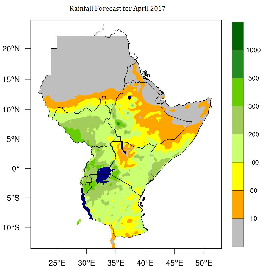 Figure 7a: Rainfall Outlook for April 2017 Figure 7b: Mean temperature outlook for April 2017. 5.
