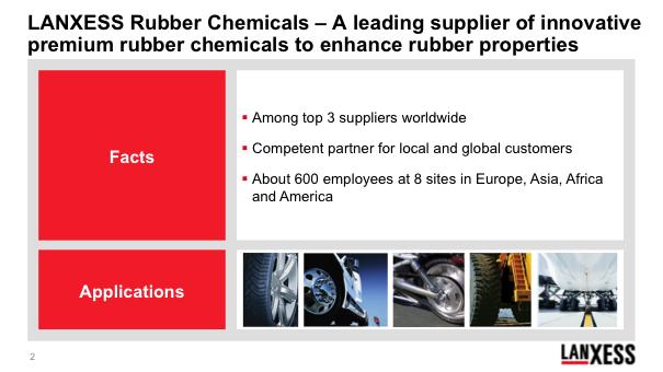 Page 3 of 10 The Rubber Chemicals business unit offers these rubber chemicals, harnessing new ideas in its role as global leader and, first and foremost, using the close ties with our customers to