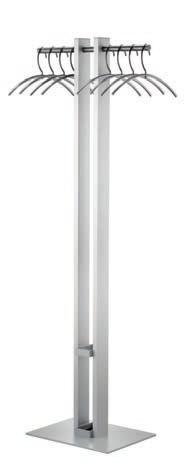 Tenero The Tenero coat stands 3360 3361 3362 are made of silver matt anodised light metal and additionally fitted with a powder-coated steel base for high stability.