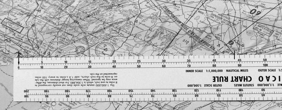 Figure A-3 ICAO Chart Ruler Note. Created by Director Cadets 3, 2009, Ottawa, ON: Department of Defence. Activate Your Brain #2: What is the distance between the two airports?