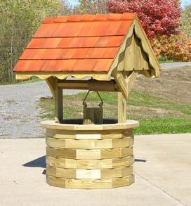 with one of our decorative wooden arbors, wells, and