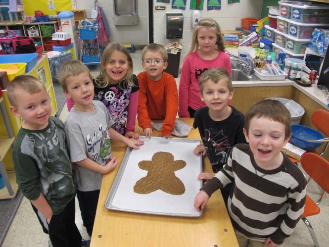 Alrighty then, here it goes. The day started out like any normal kindergarten day. During Daily 5, we helped measure, mix and stir the gingerbread dough.