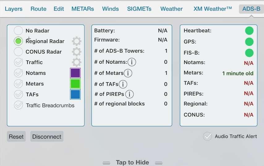 FLTPLAN GO ADS-B SETTINGS Control what you want added to map screen See current