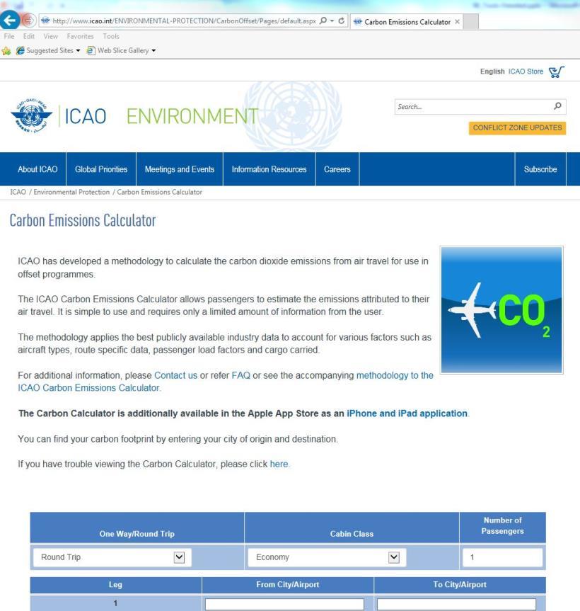 ICAO Carbon Emissions Calculator Public Interface Transparent