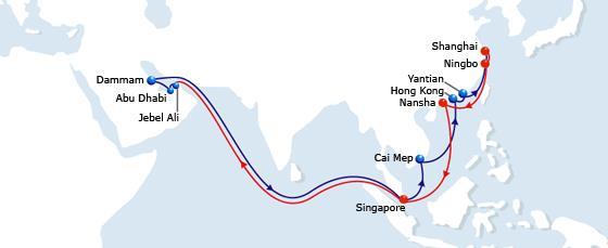 ASIA - MIDDLE EAST Services CIMEX 1 I CIMEX 5 I CIMEX 6 I CIMEX 7 Central (Shanghai, Ningbo) and South (Nansha) coverage to Middle East Gulf destinations New direct call in Nansha for CMA CGM WPRD