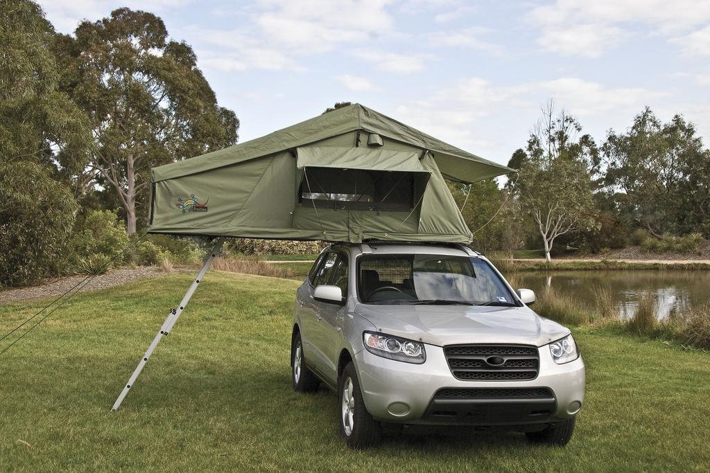 Enter the tent and unzip the side window to allow access to position the small SSR correctly.