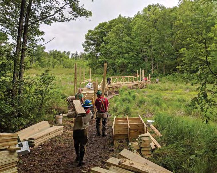 TRAILBUILDING highlights C Prairie du Chien GRANT Wisco A New Bridge and Boardwalk Provide Safe Passage and Spectacular Views Platteville RICHARD SMITH Chippewa Moraine Chapter Coordinator TIM