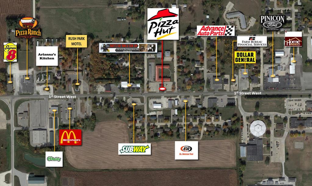 CAP Rate: 8.25% Independence, Iowa Location 1640 First Street West Independence, IA 50644 Bldg Sq Ft: 2,820 Land Sq Ft: 31,454 Pizza Hut has a 40-year history at this site.