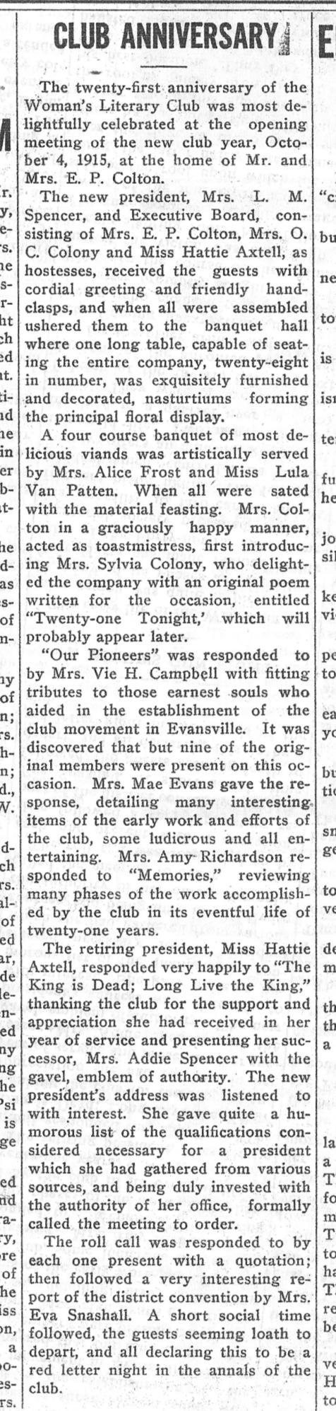 October 7, 1915, Evansville Review,