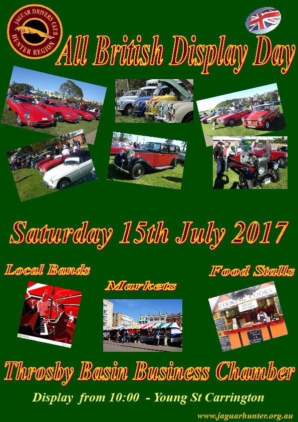 HUNTER ALL BRITISH DAY SATURDAY JULY 15 Planning is well underway for this year s Hunter Region All British Display Day.