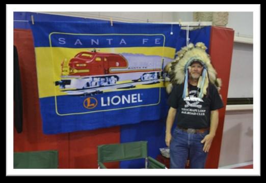 Scale layout that visitors enjoyed A Lionel Santa Fe Banner and an Indian head dress?