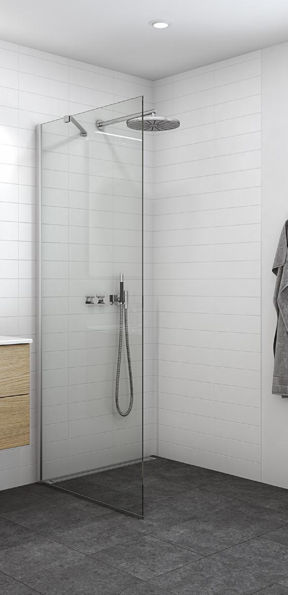 The floor profile supplied as standard provides a power shower proof solution.