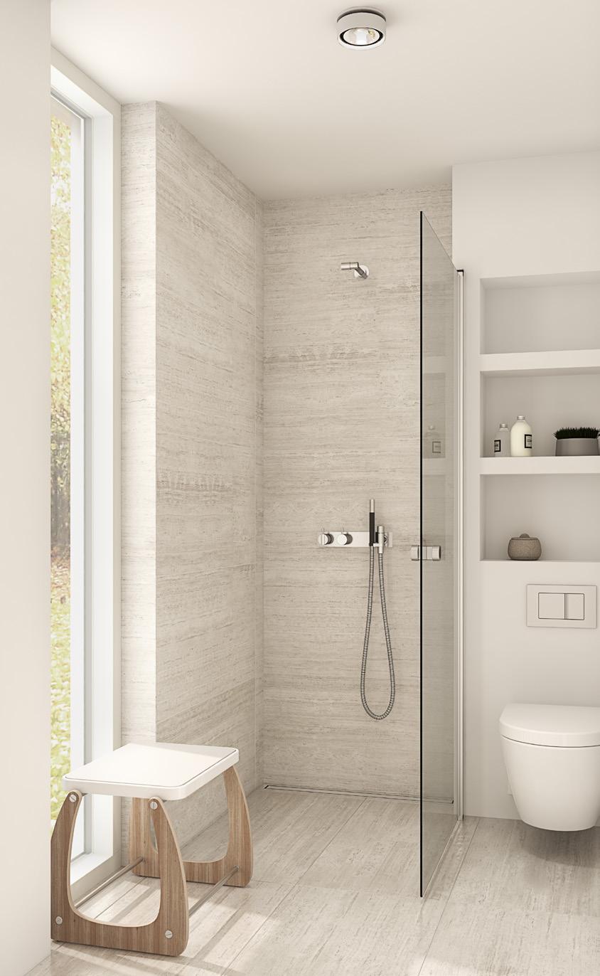 HINGED DOOR For even the smallest of rooms including the guest shower room an affective showering solution is possible using the Match hinged