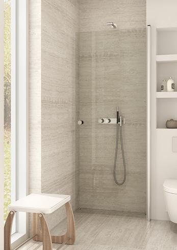 The built out wall hides all installations required whilst at the same time provides the perfect setting for adding a great showering solution.
