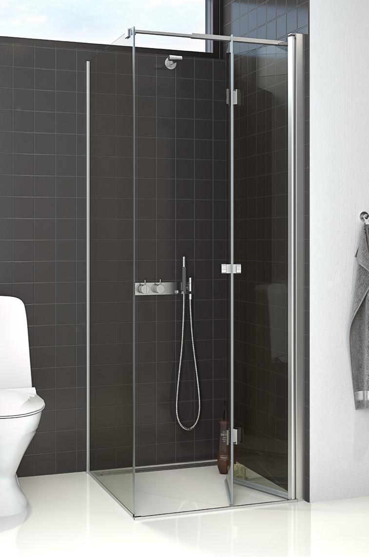 DANSANI MATCH / SHOWERING SOLUTIONS FIXED PANEL AND BIFOLD DOOR Very practical in the small bathroom, as the door opens inwards into the wet area.