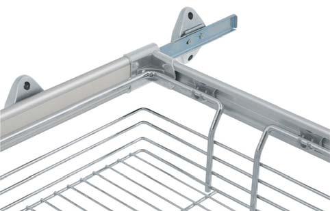 Frame system for pull-out basket, shoe rack, trouser rack and trouser rack with hanging basket Supplied as complete unit: pull out frame including hanging parts Version: Pull-out frame mounted on