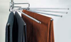 Trouser racks Swivelling trouser rack for 7 pairs of trousers Extending trouser rack for 3 pairs of trousers