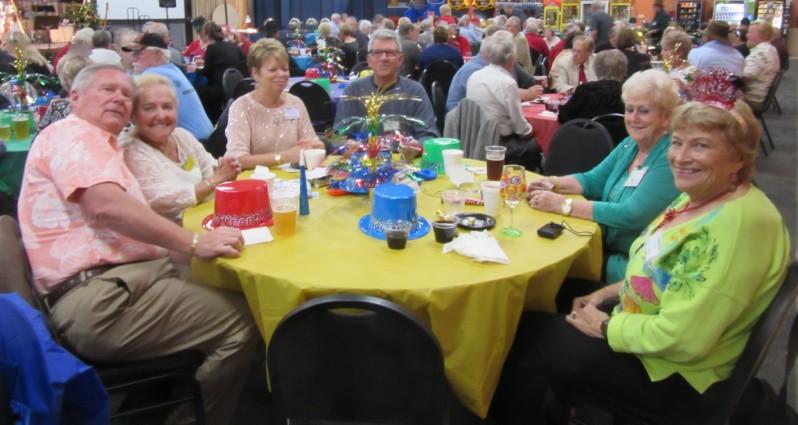 The Rally Center was decorated with multi colored table covers for the