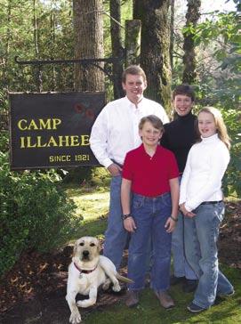 Excellence in Camping for Girls since 1921 Directors Gordon and Laurie Strayhorn, with children Turner and Gardner, and Newton the dog.