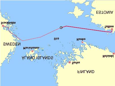 Figure 2.1.b - Route of the MV Estonia. Accident Investigation Board Finland The voyage proceeded normally.