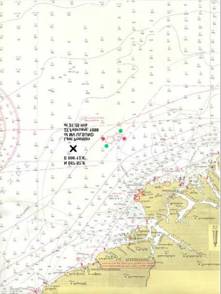 It is assumed that the ship went down in the course of about 10 to 15 minutes, as no other vessel observed any clear radar echo in the indicated casualty position.