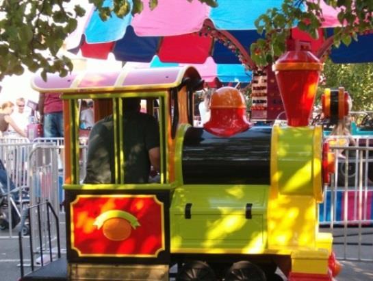 TRAIN RIDE All aboard this brightly colored train