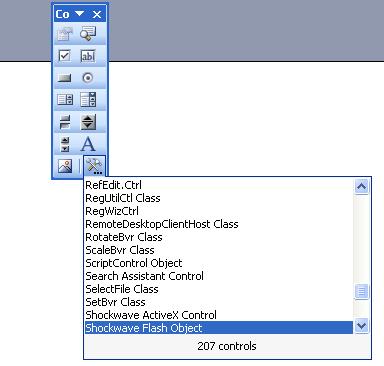 Ako je kontrola registrovana, pojaviće se na listi kontrola otvorenih iz Okvira sa alatkama za kontrolu (detaljnije o tome niže u tekstu).