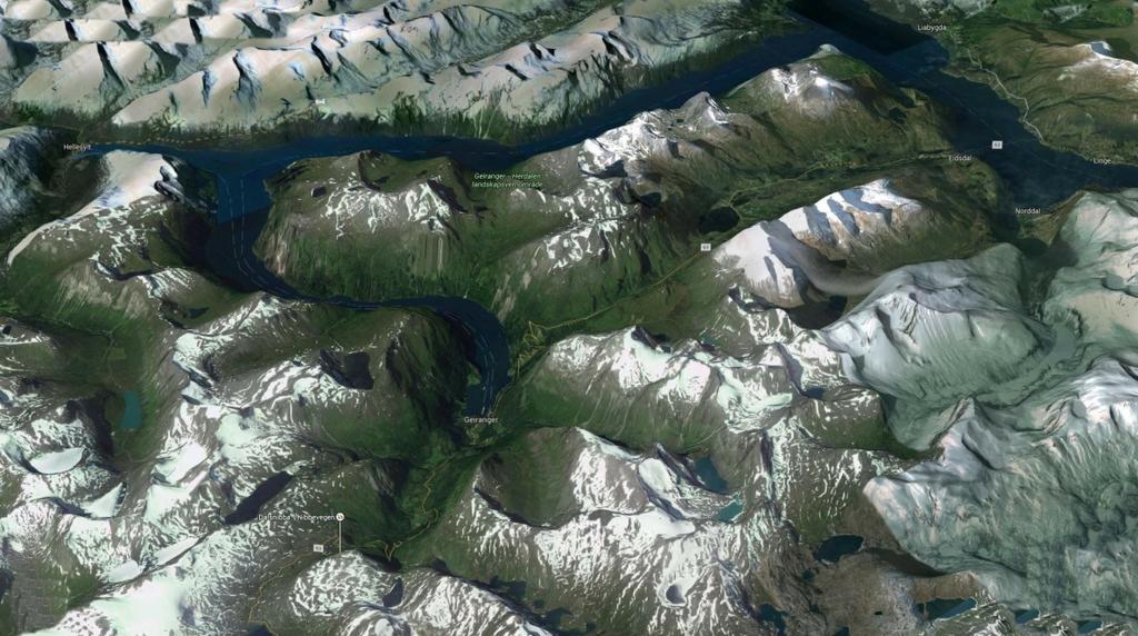 hotel) Satellite view of Flåm area and the Aurlandsfjord